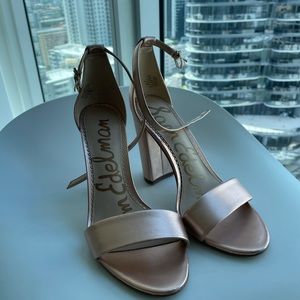 Rose gold high heel sandals